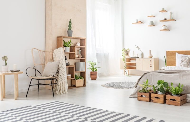 customized bedroom with planters