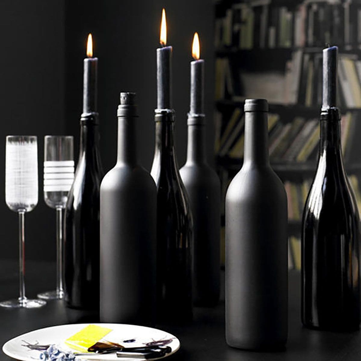 Wine Bottle Candle Sticks For Halloween