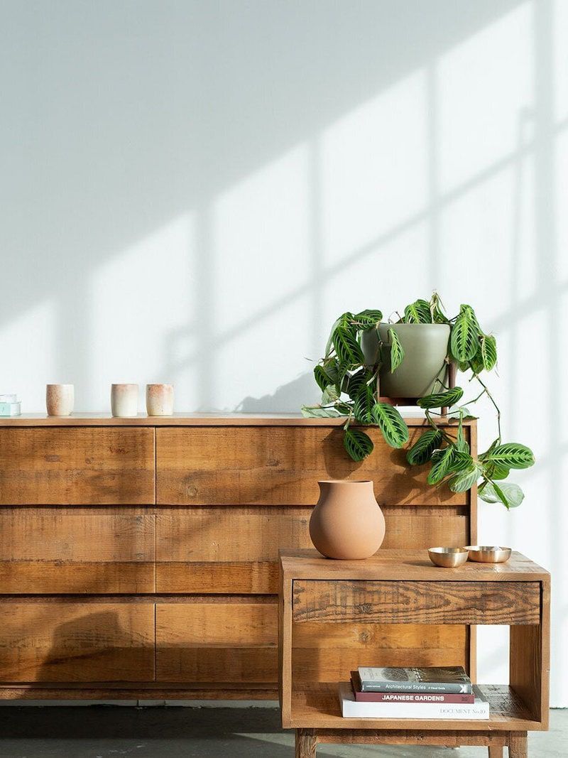 sustainable wooden shelf and table