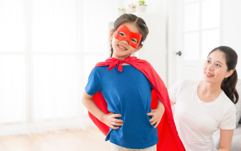 Little girl dressed as a Superhero