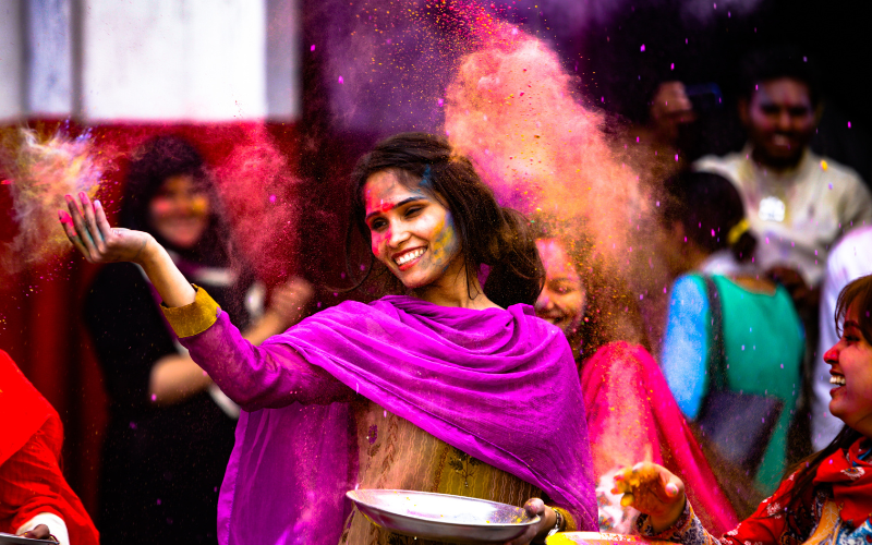 Women playing holi