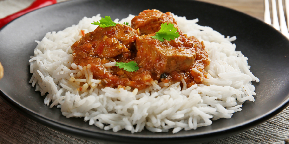 White Rice And Chicken Curry