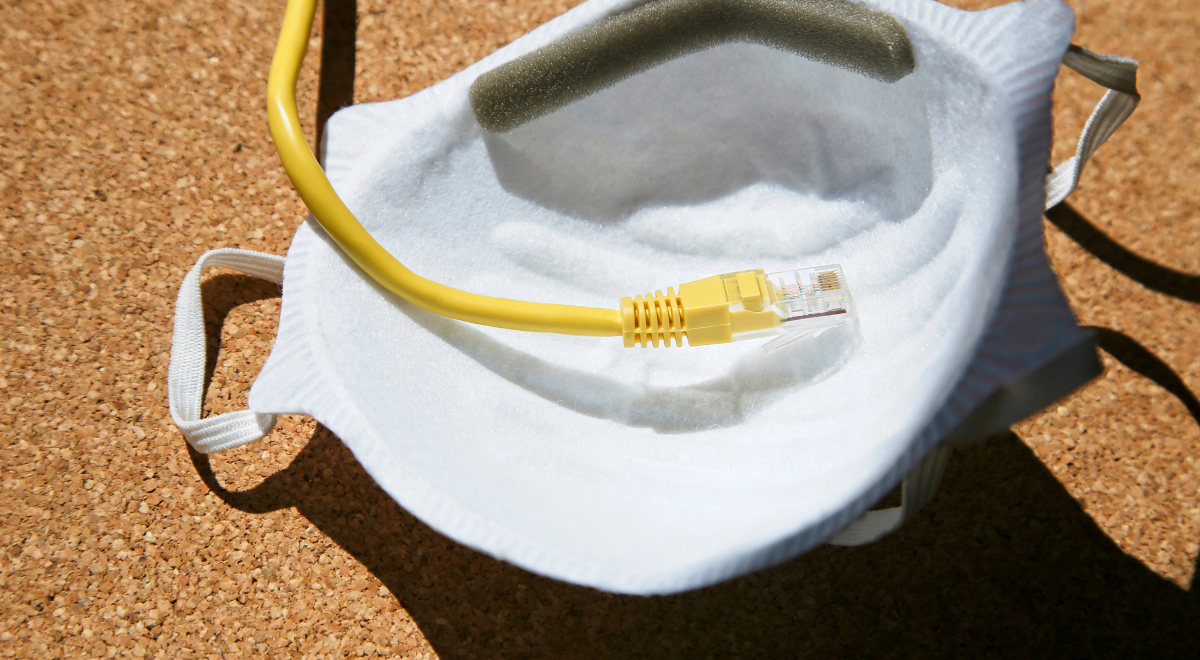 Image of an RJ45 cable on a mask