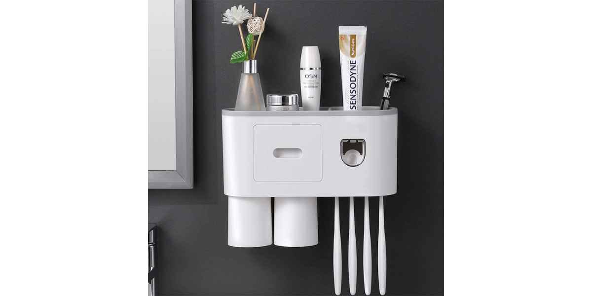 brush storage toothpaste dispenser countertop drawer storage