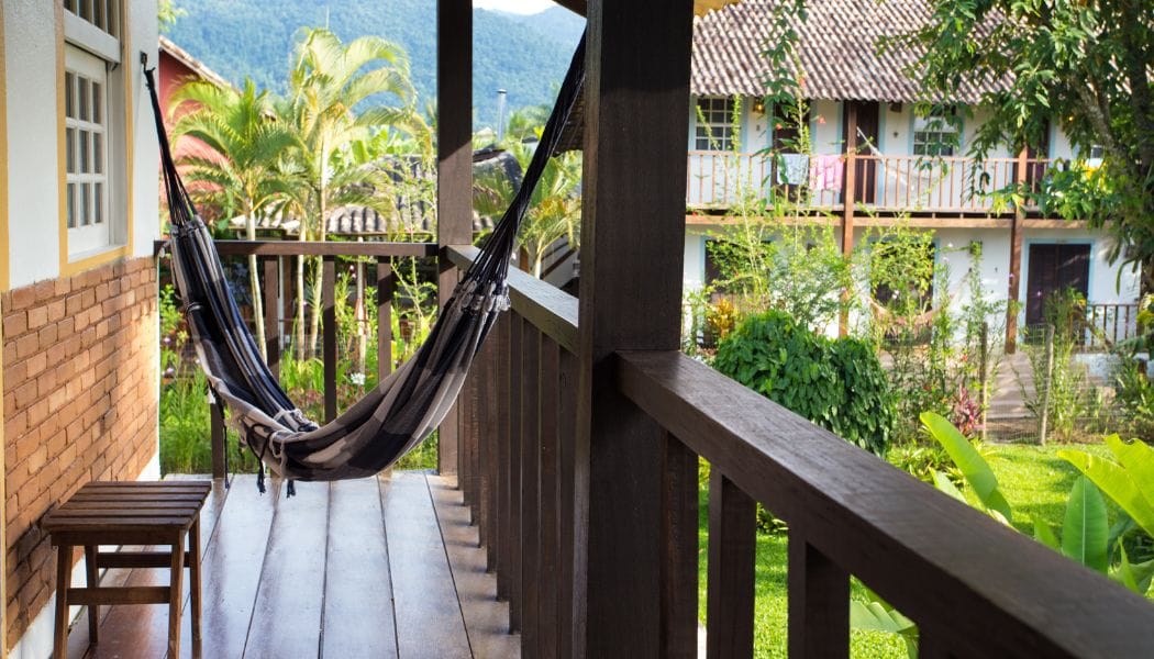 Hanging Hammock in a Tropical House Balcony