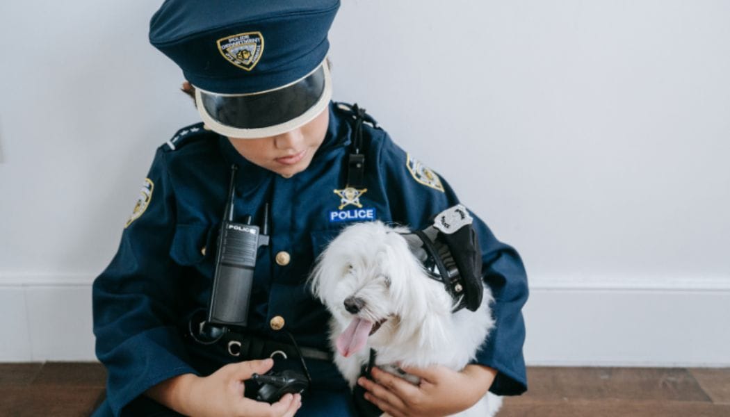 Kid dressed as a Police officer