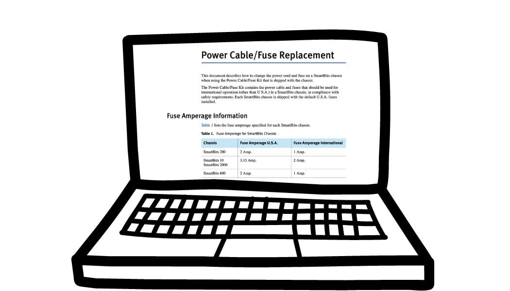 Laptop with a site that shows how to replace fuse page open