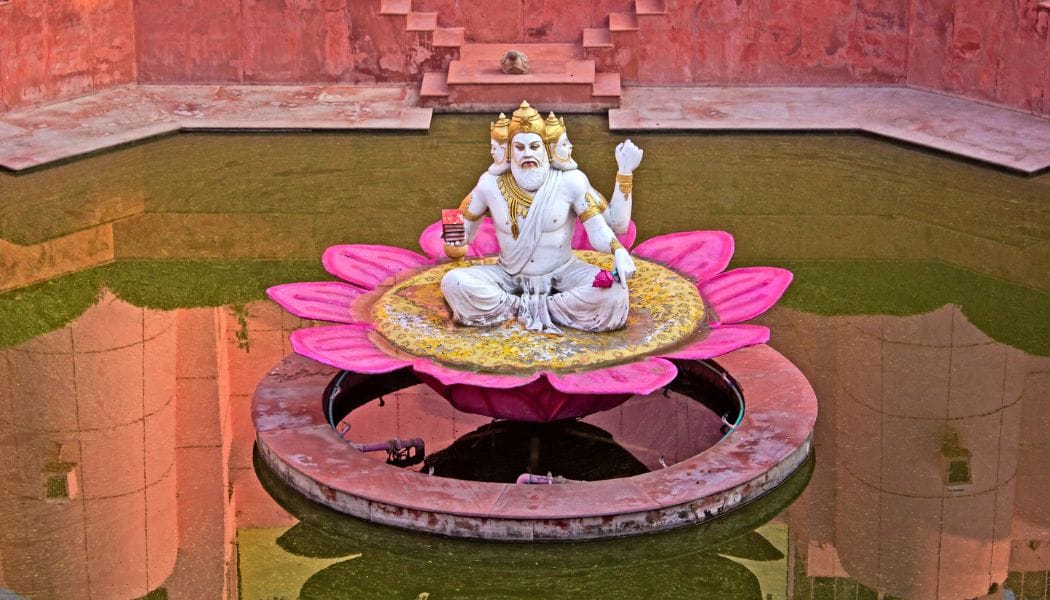 Lord Brahma Sculpture on the Sacred Pond Brahma-Kunda