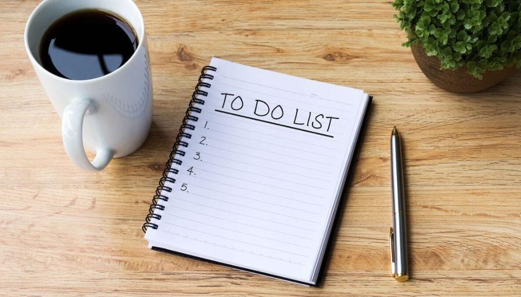 To do list with pen and coffee