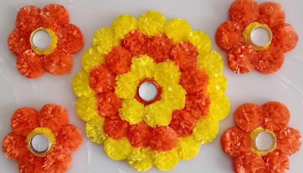 artificial flower rangoli