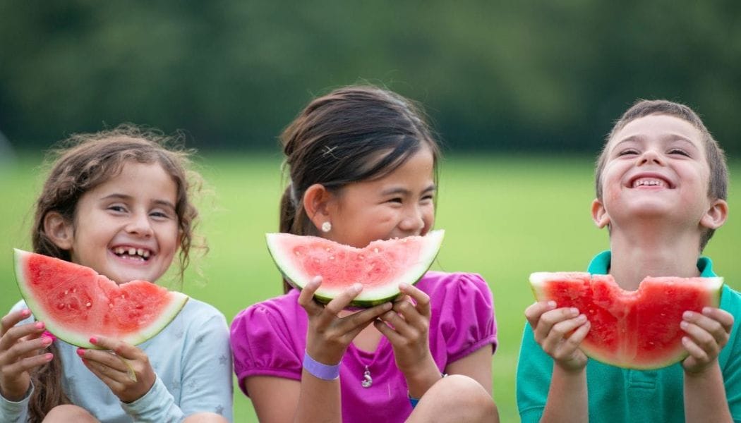 kids eating watermelon