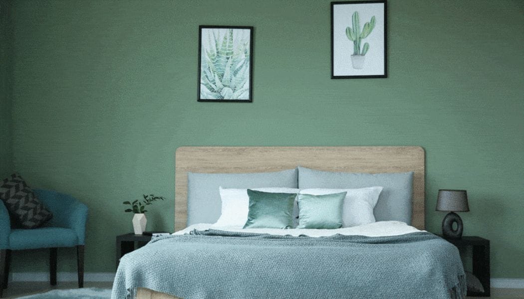 Beige and Green Bedroom
