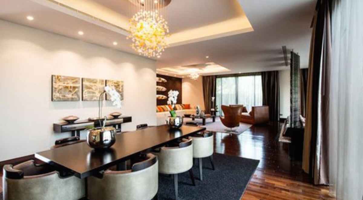 Dinner arrangement next to the living room in Aishwarya Rai's Dubai Villa