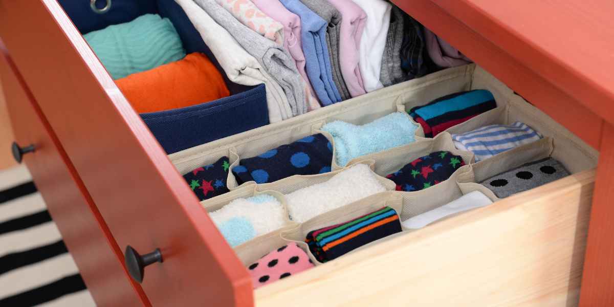 roll up your clothes while organizing drawers