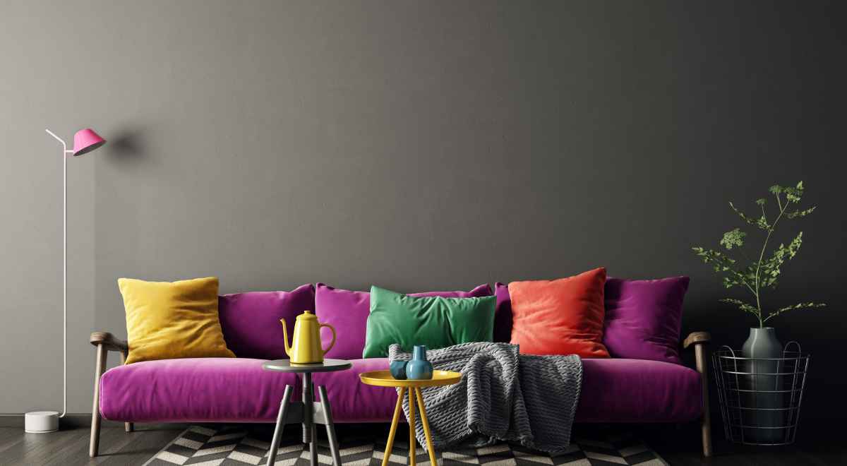 Colorful sofas and pillows arranged well