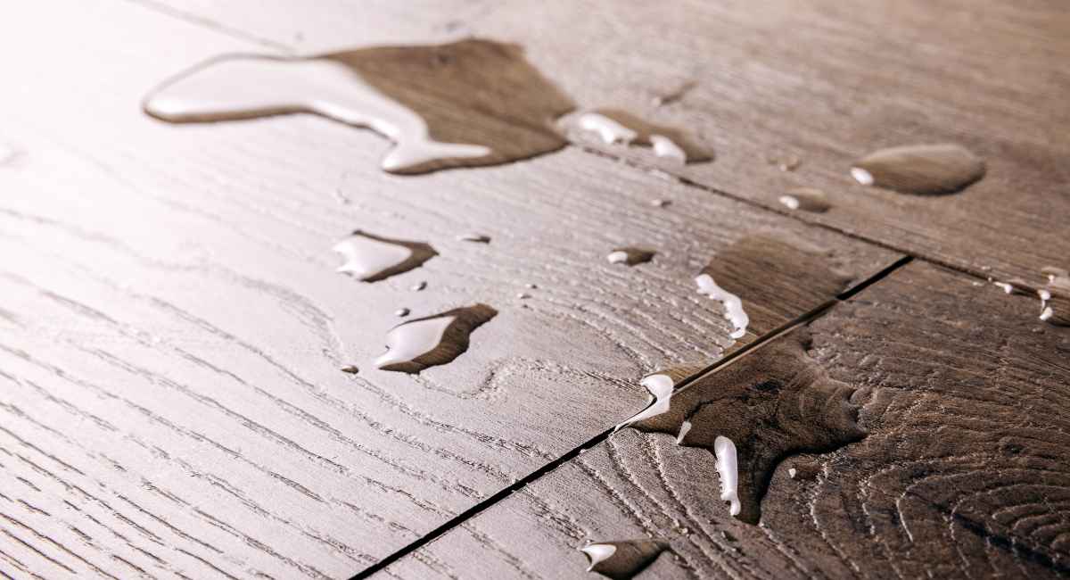 Water droplets on the wooden floor