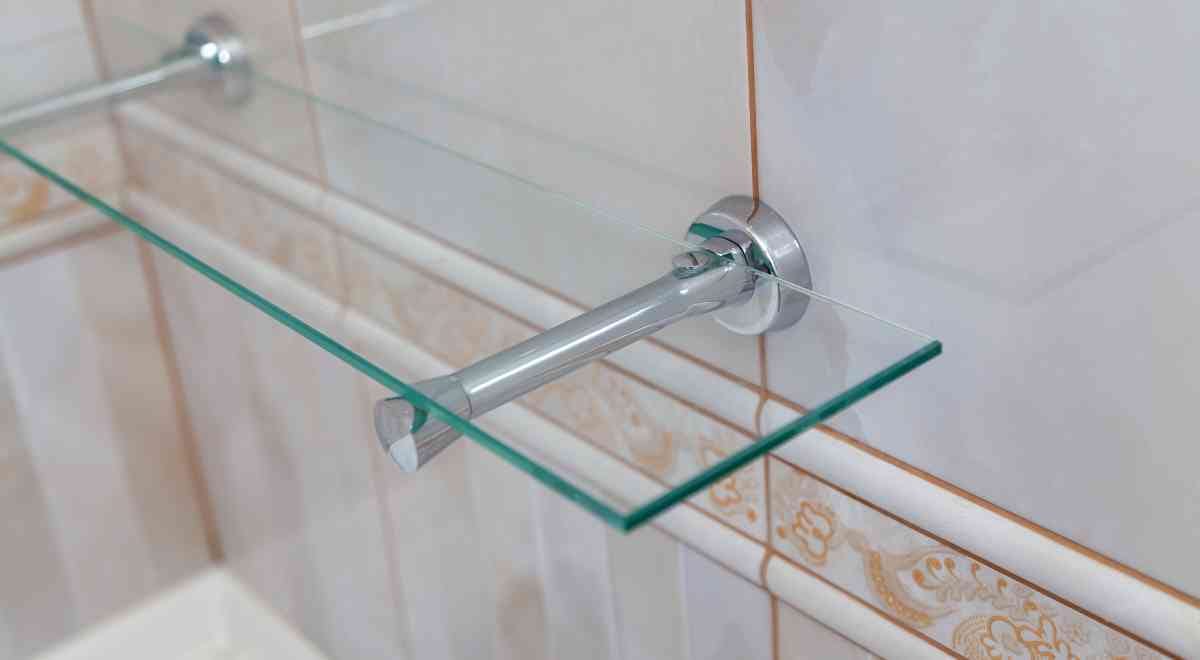 glass shelf in bathroom