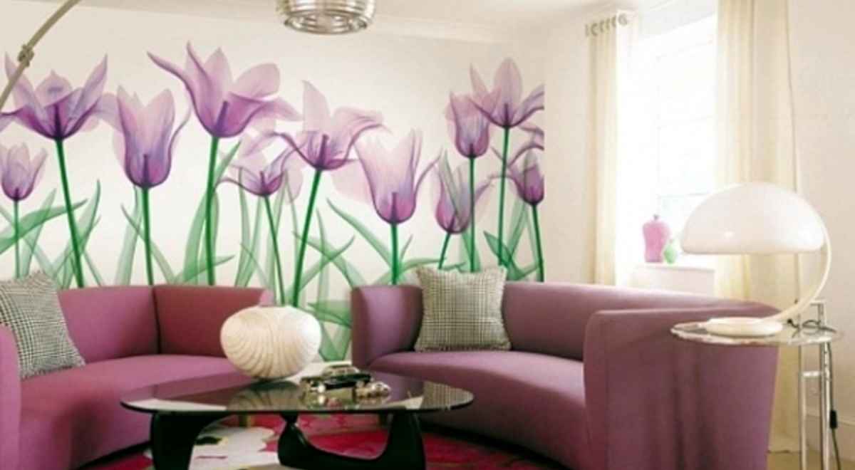 home wall decorated with flower paintings