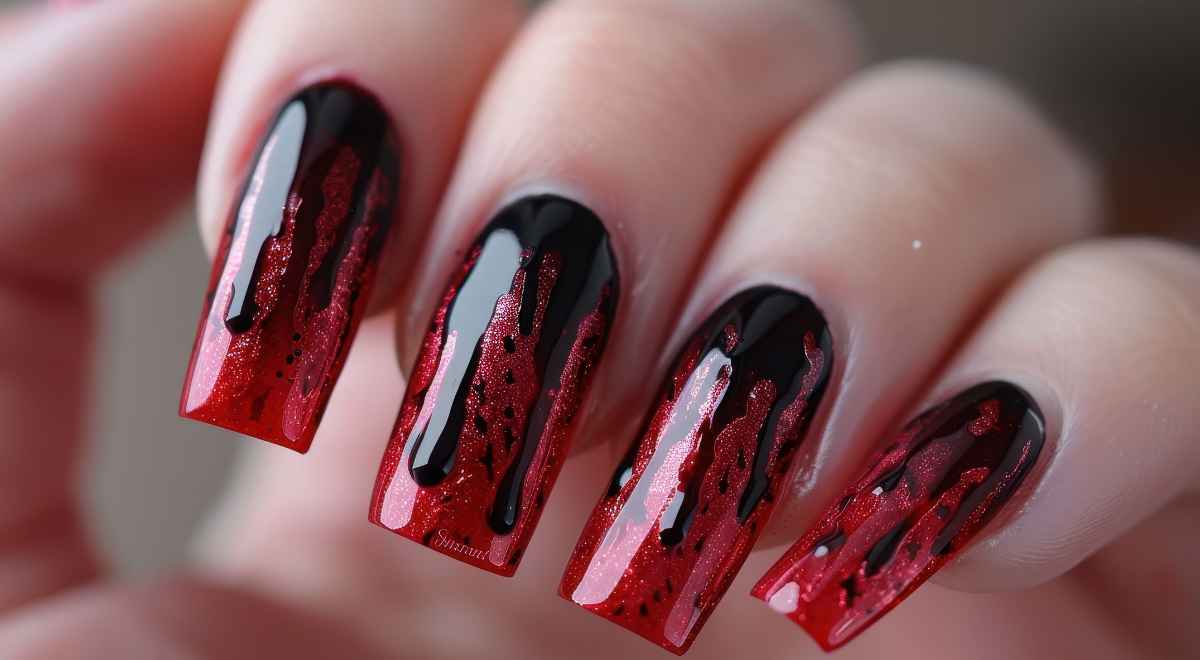 blood dripping nail art design