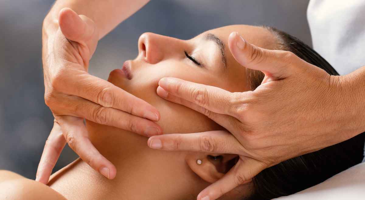 Girl getting a face massage