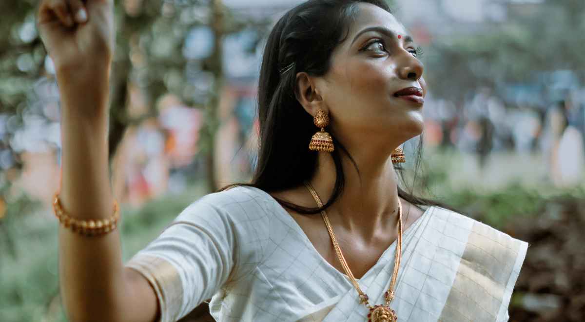 A girl in festive look