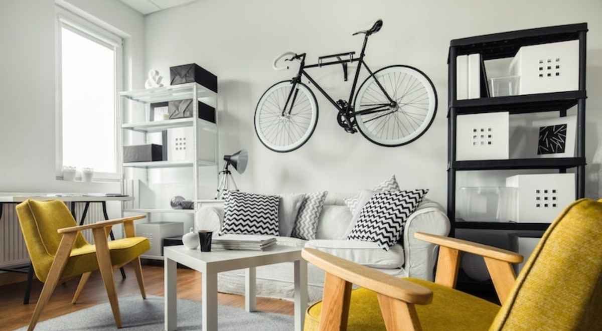 White interior with yellow chairs