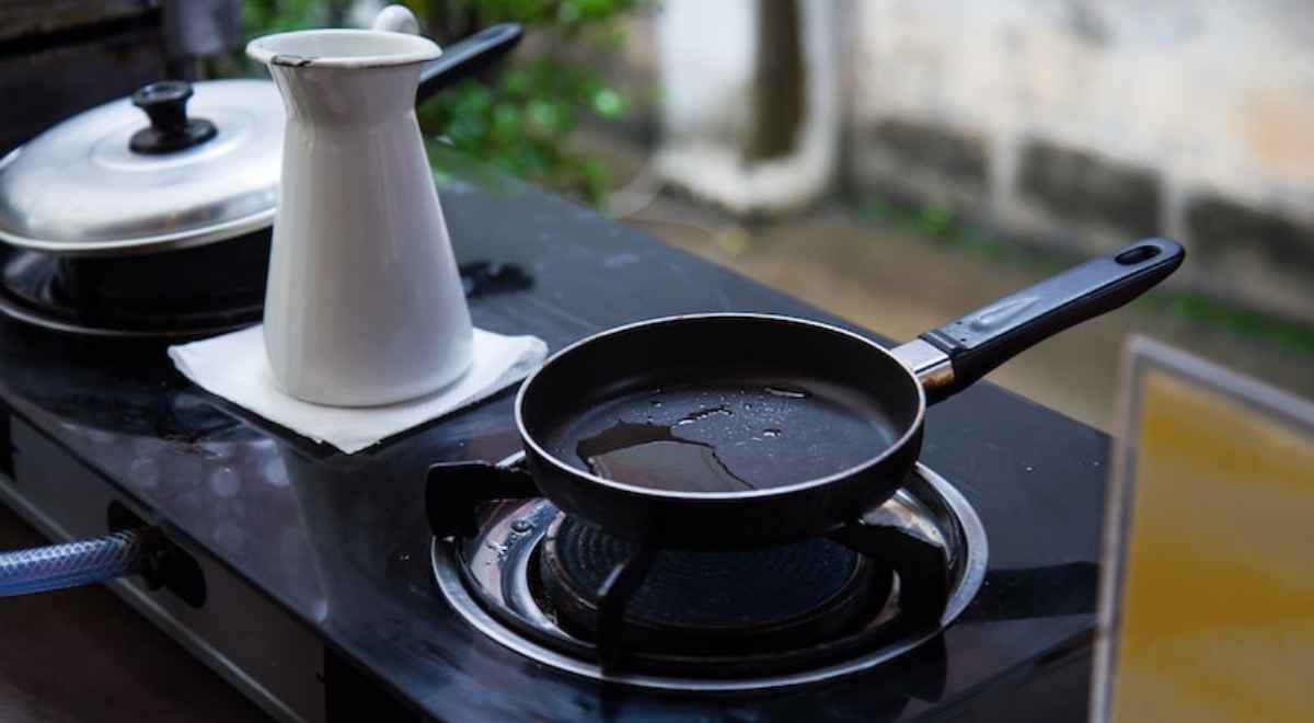 pan on top of gas stove