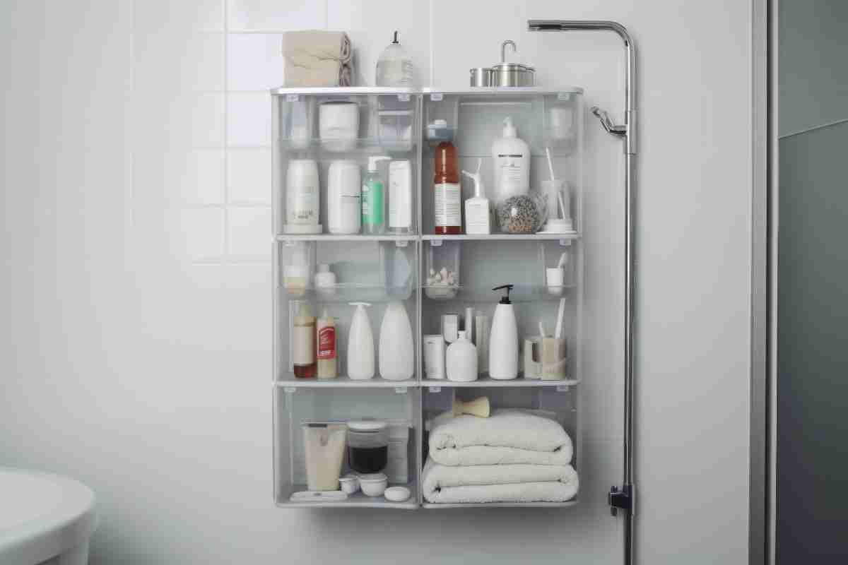 Framed bathroom shelf