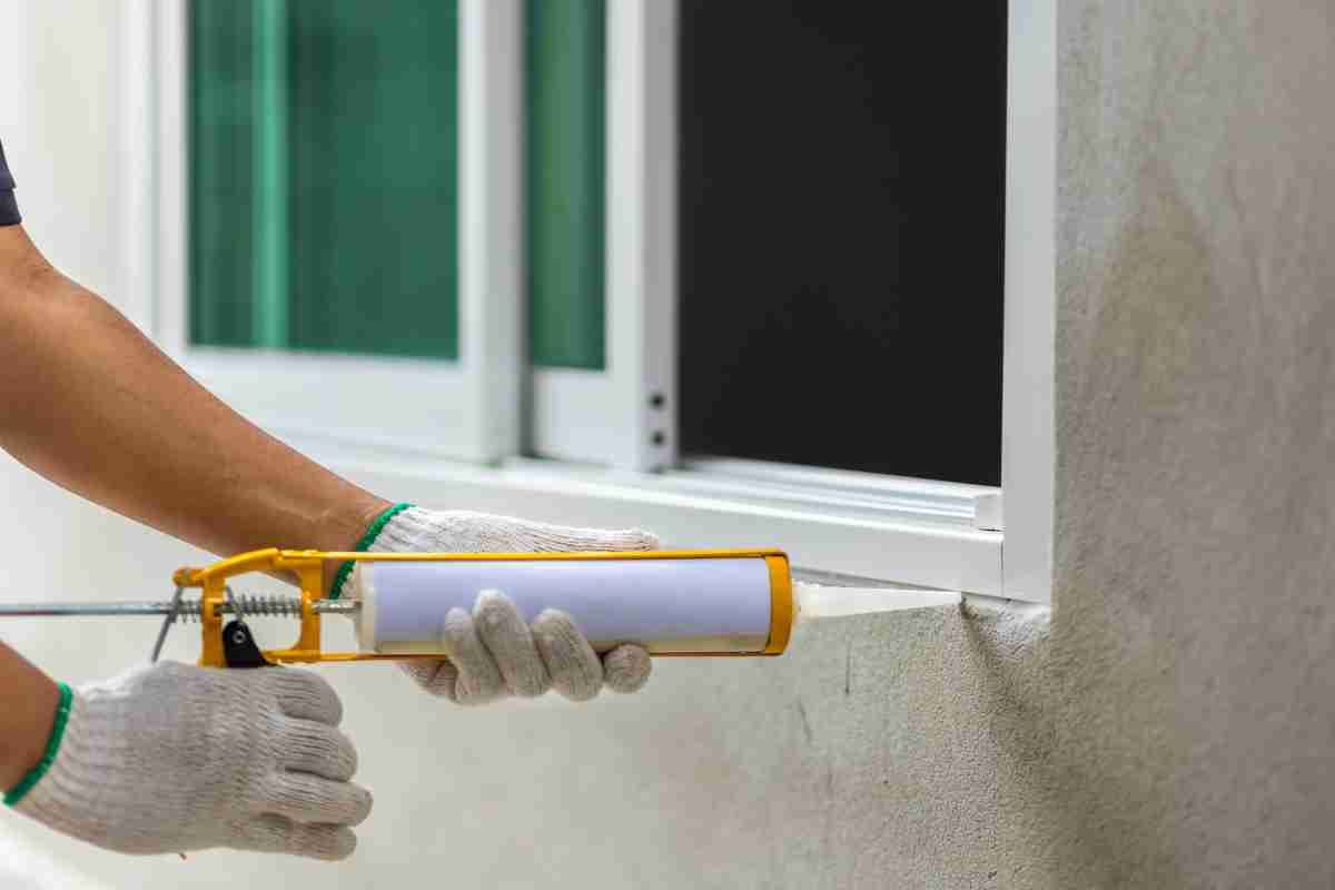 Caulking around a window