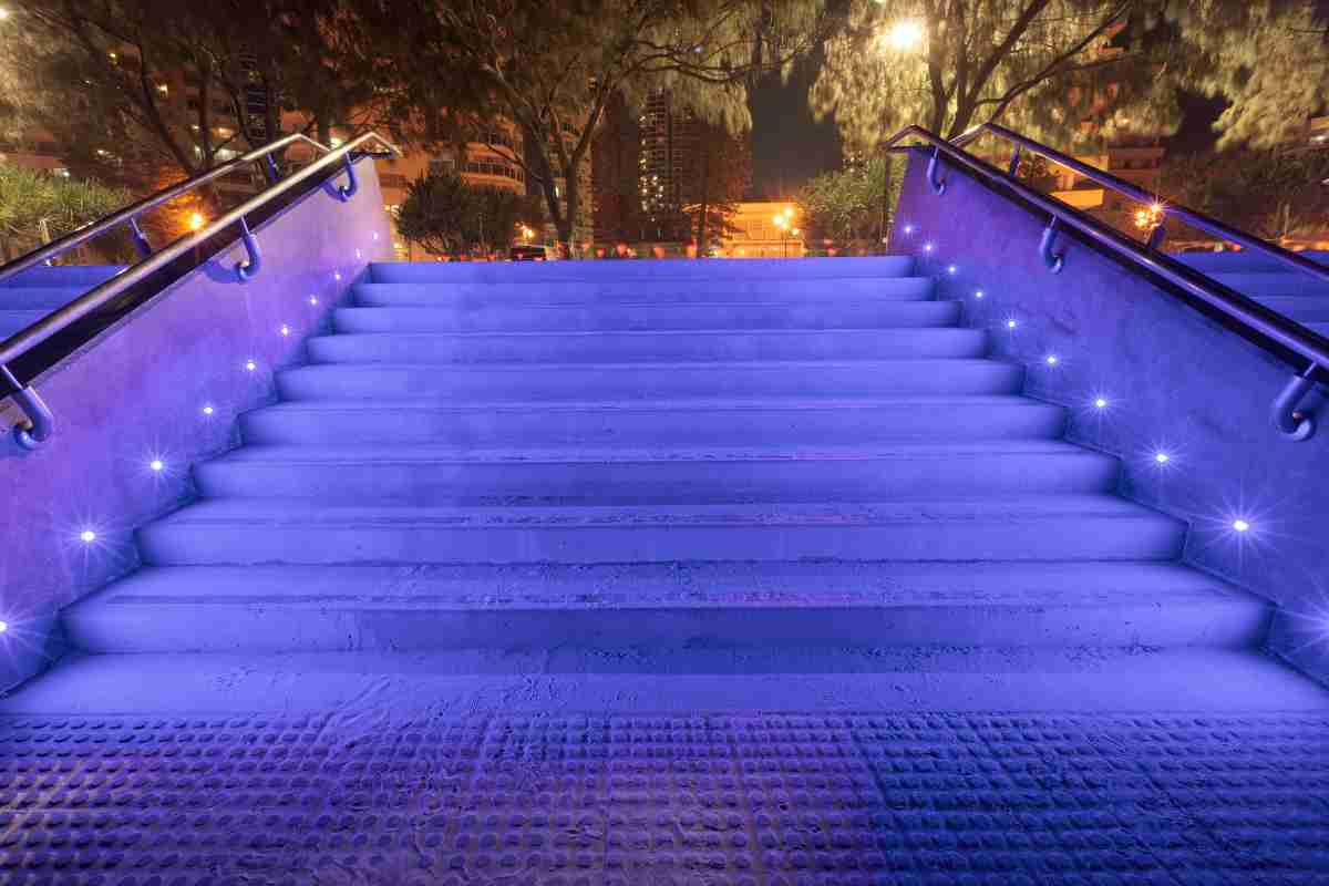 Lights installed on an outdoor staircase