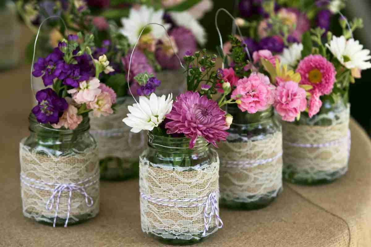 Re-purposed old jam jars 