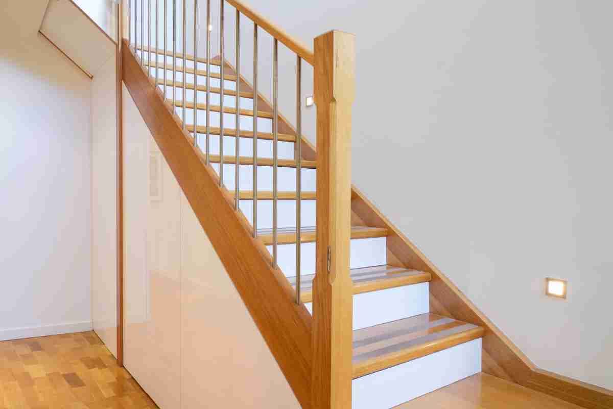 Stripes painted on a stair rise