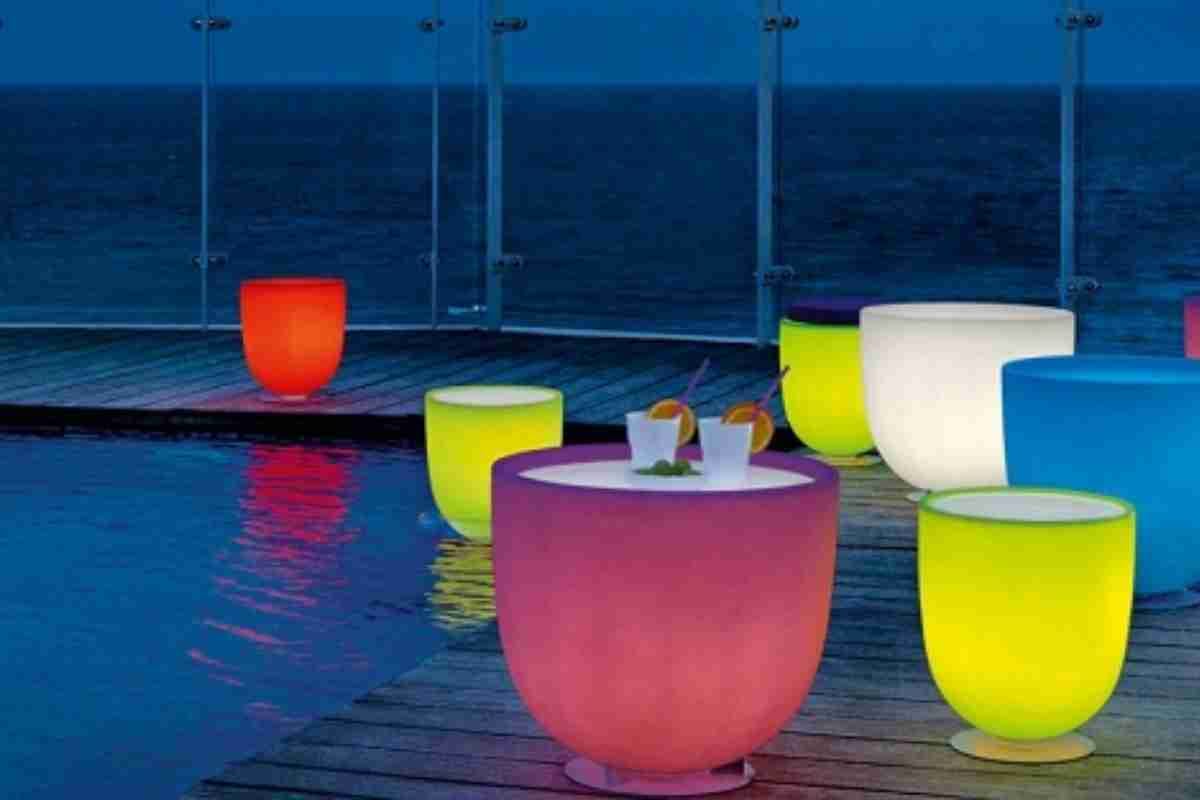 Trendy outdoor furniture glows with embedded lighting