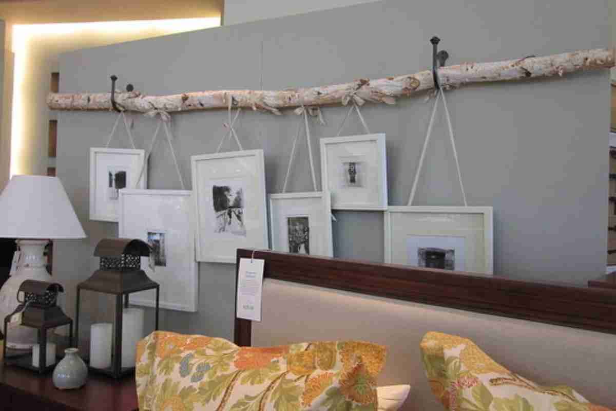 Wooden branch used to hang family pictures