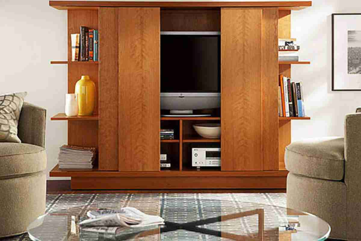 All your gadgets are out of sight in an entertainment center