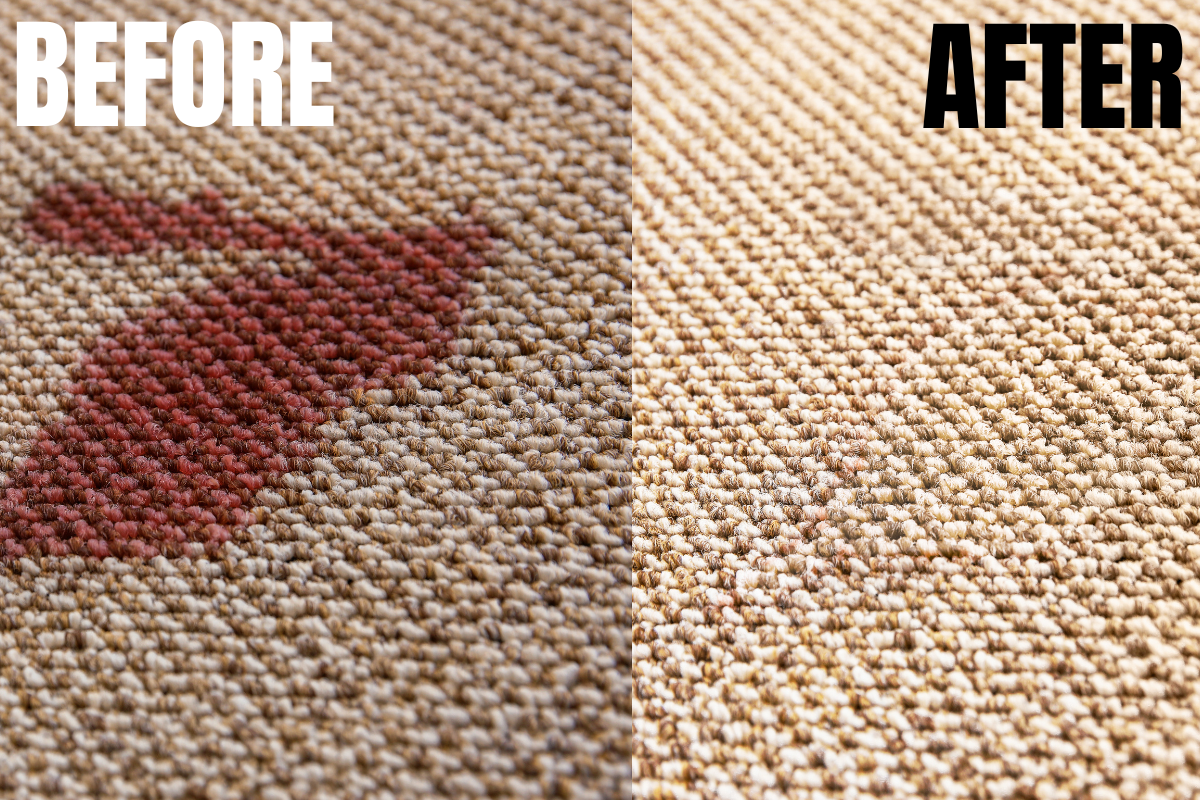 Difference before and after the cleaning of carpet