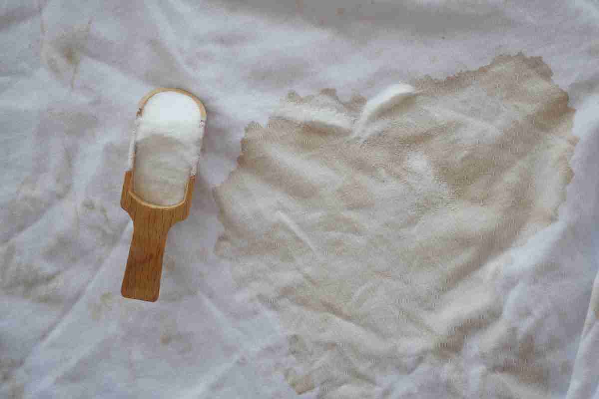 Stain covered with baking soda