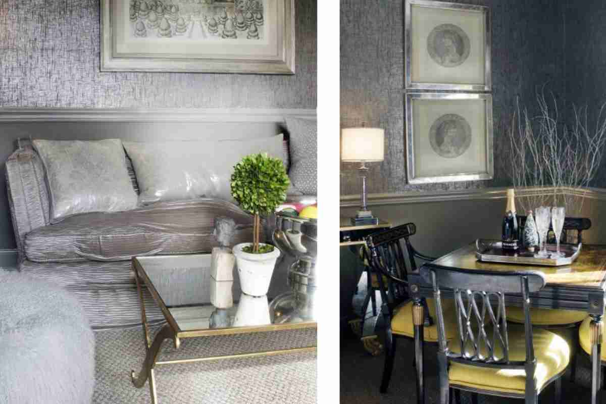 Metallic pewter walls accentuate