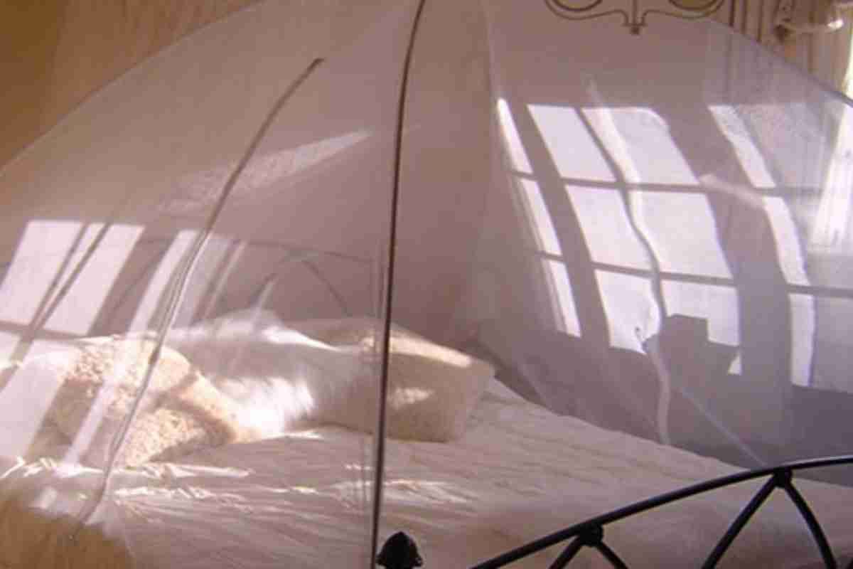 A pretty mosquito net in the bedroom