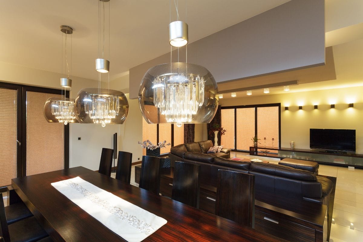 Industrial statement lights and a 'natural look' dining table