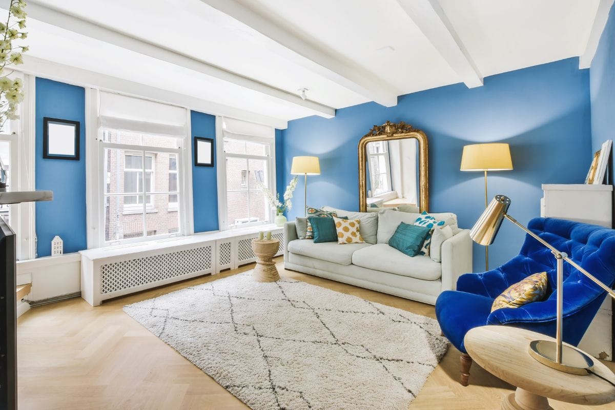 Contemporary blue living room