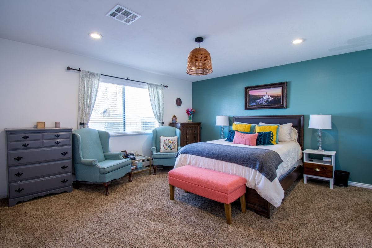 An accent wall in a signature color