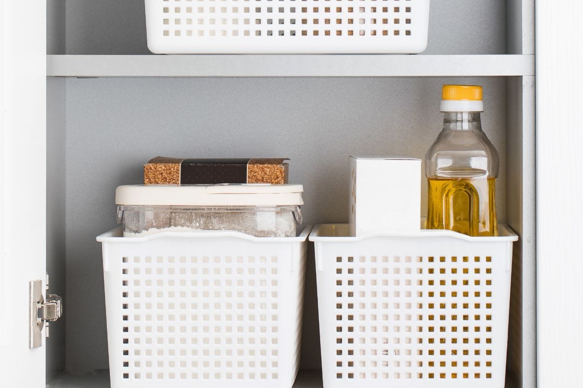 Using wire baskets to organize