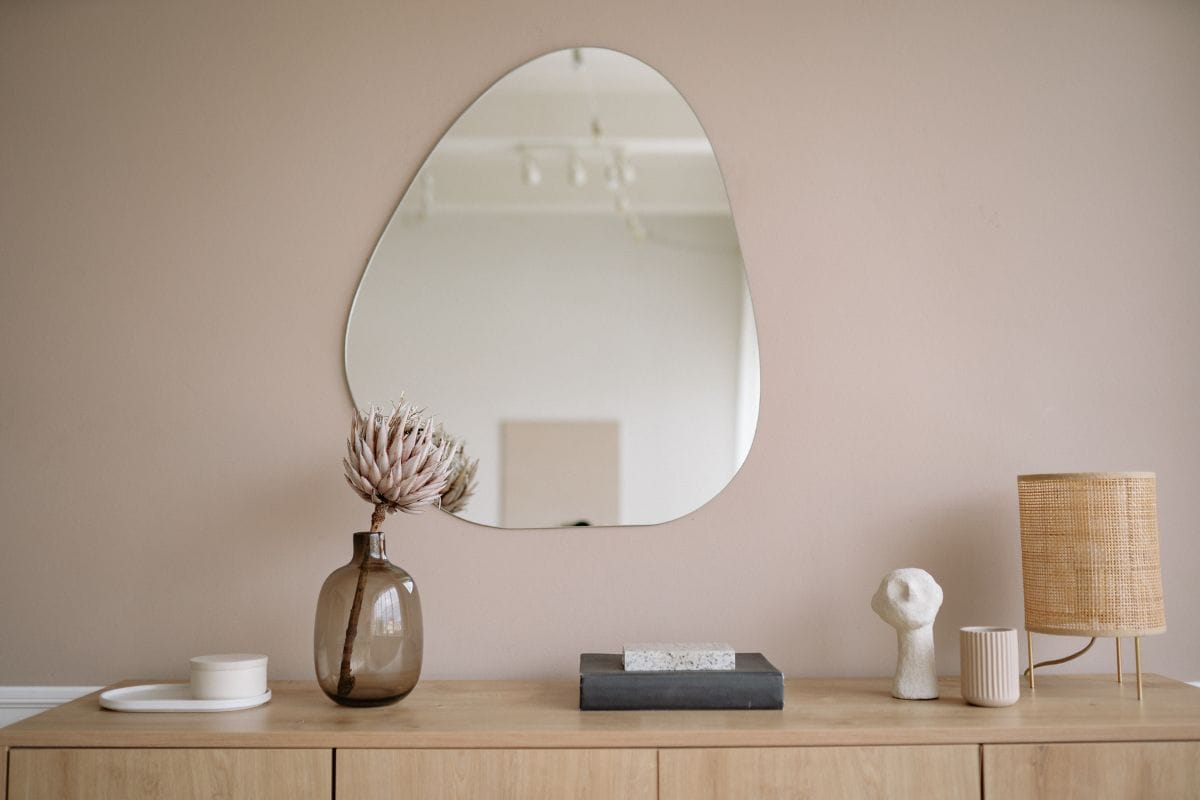 Narrow Mirror Flanked With Art