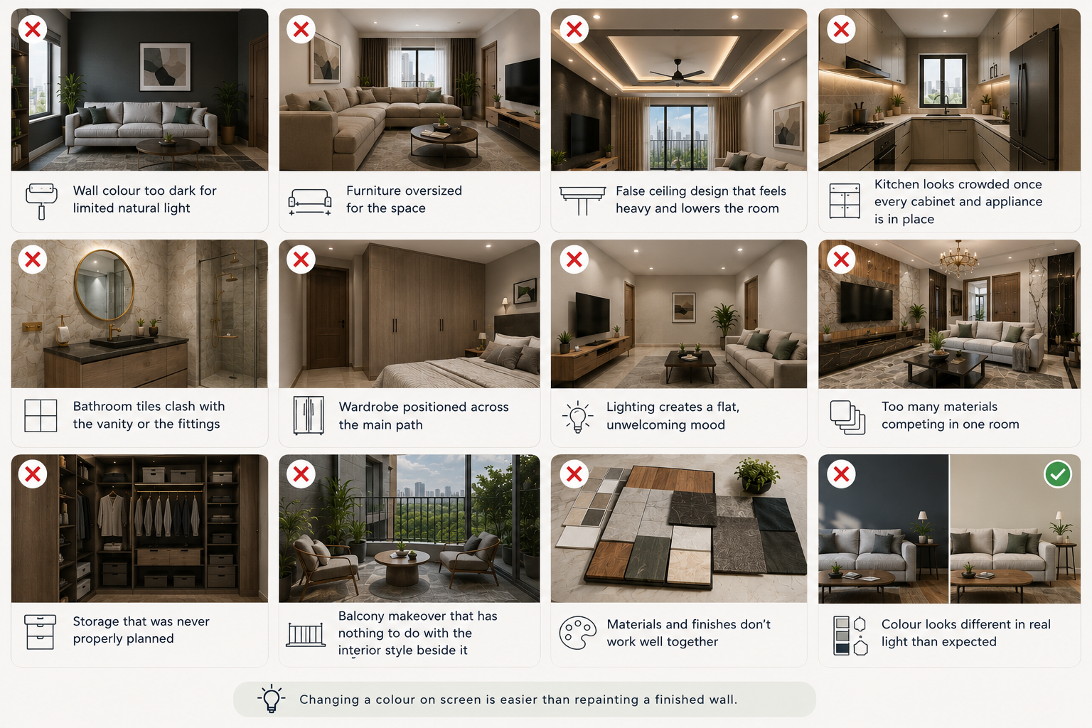 Interior design warning grid