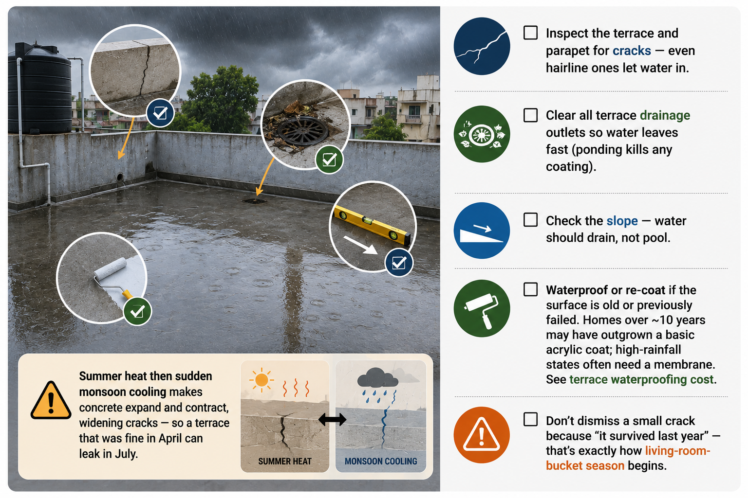Pre-Monsoon Terrace and Roof Waterproofing Checklist for Indian Homes