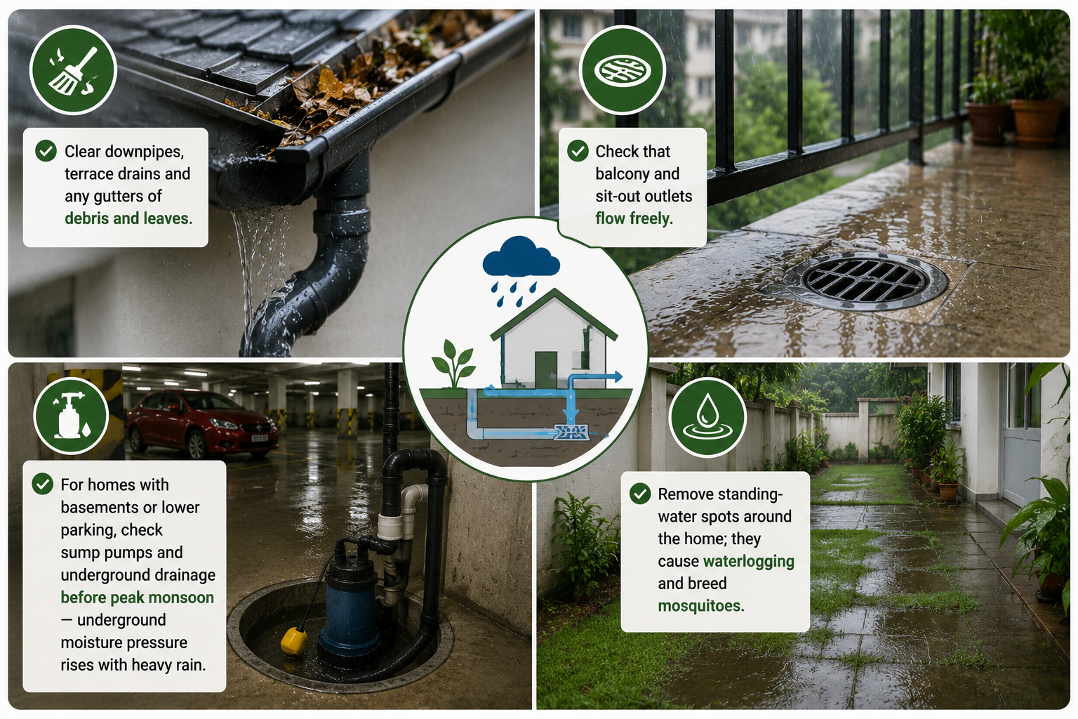 Pre-Monsoon Home Drainage and Waterlogging Prevention Checklist