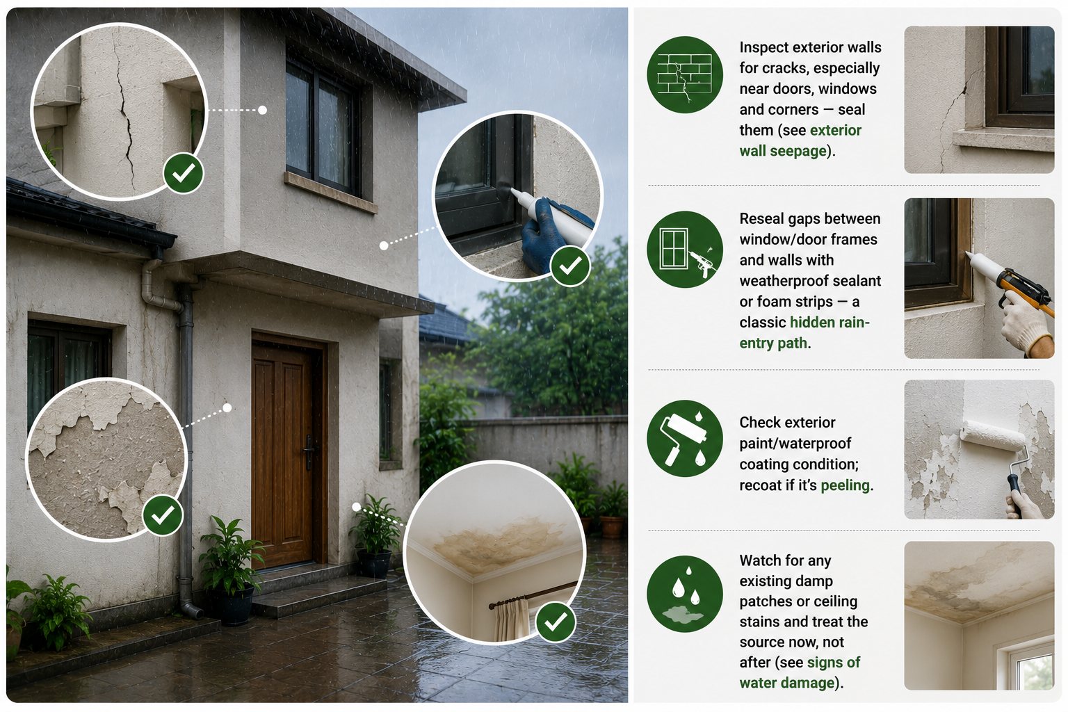 Pre-Monsoon Exterior Walls, Windows and Door Seepage Prevention Checklist