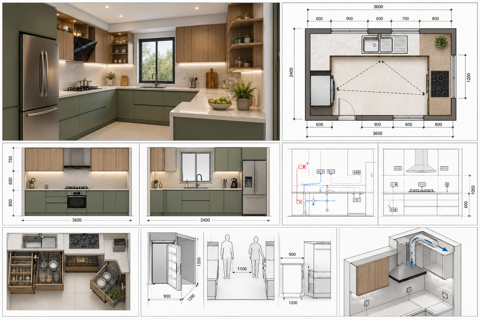 Kitchen Renovation CAD Drawings for Cabinets, Plumbing, Electrical and Appliance Layout