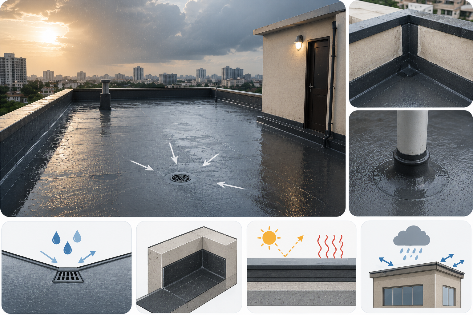 Rooftop Waterproofing in the Rain